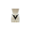 Tanga noir en dentelle avec bijou losanges dorés 